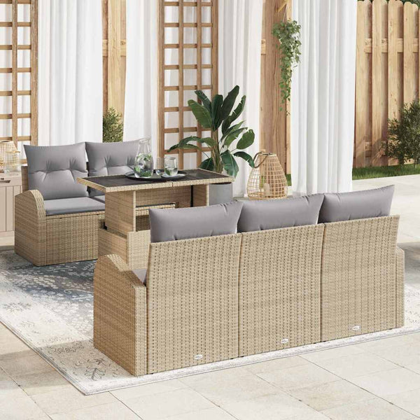 Tuin Sofa Set Met Kussen 6 Pcs 100 X 55 X 73 Cm Poly Riet
