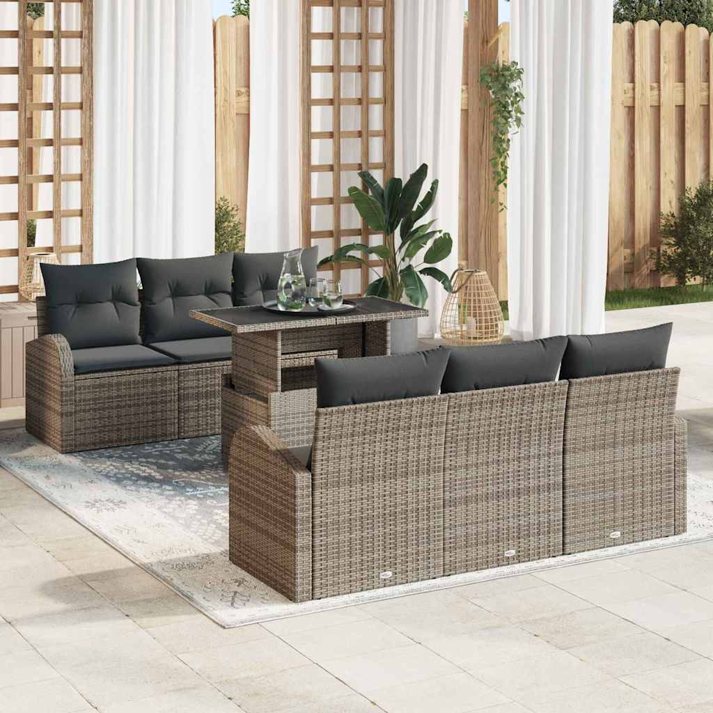 Tuin Sofa Set Met Kussen 7 Pcs 100 X 55 X 73 Cm Poly Riet