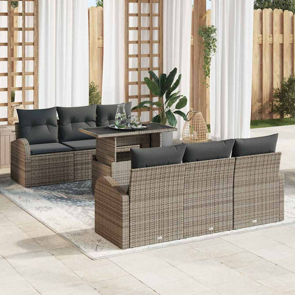 Tuin Sofa Set Met Kussen 7 Pcs 100 X 55 X 73 Cm Poly Riet