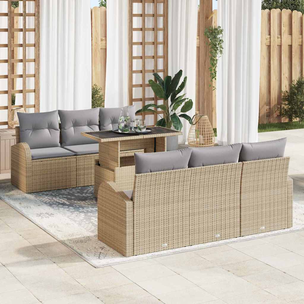 Tuin Sofa Set Met Kussen 7 Pcs 100 X 55 X 73 Cm Poly Riet