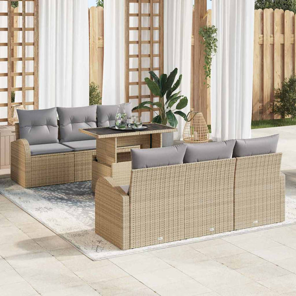 Tuin Sofa Set Met Kussen 7 Pcs 100 X 55 X 73 Cm Poly Riet