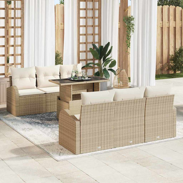 Tuin Sofa Set Met Kussen 7 Pcs 100 X 55 X 73 Cm Poly Riet