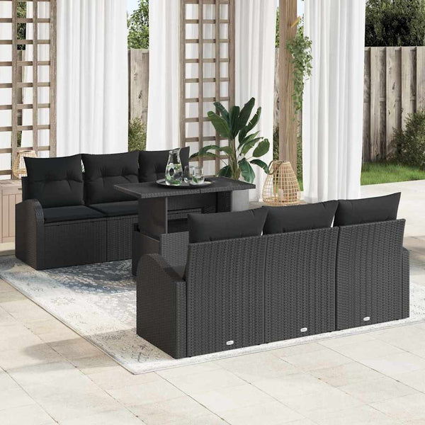 Tuin Sofa Set Met Kussen 7 Pcs 100 X 55 X 73 Cm Poly Riet