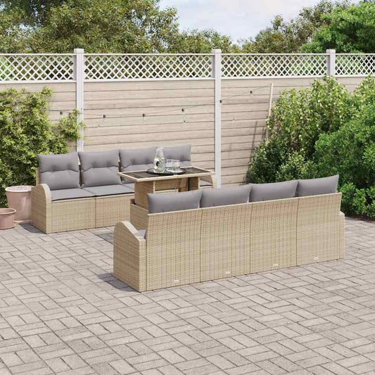 Tuin Sofa Set Met Kussen 9 Pcs 100 X 55 X 73 Cm Poly Riet