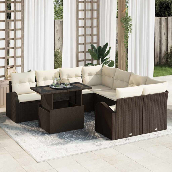 Tuin Sofa Set Met Kussen 9 Pcs 100 X 55 X 73 Cm Poly Riet