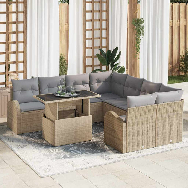 Tuin Sofa Set Met Kussen 9 Pcs 100 X 55 X 73 Cm Poly Riet
