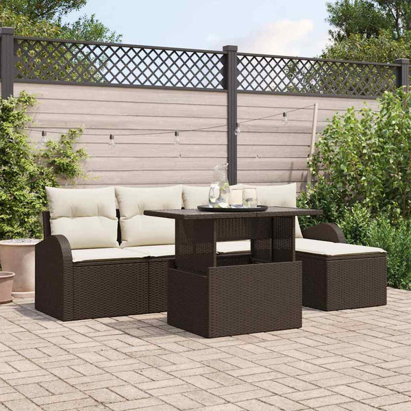 Tuin Sofa Set Met Kussen Met Opslag 6 Pcs Poly Riet
