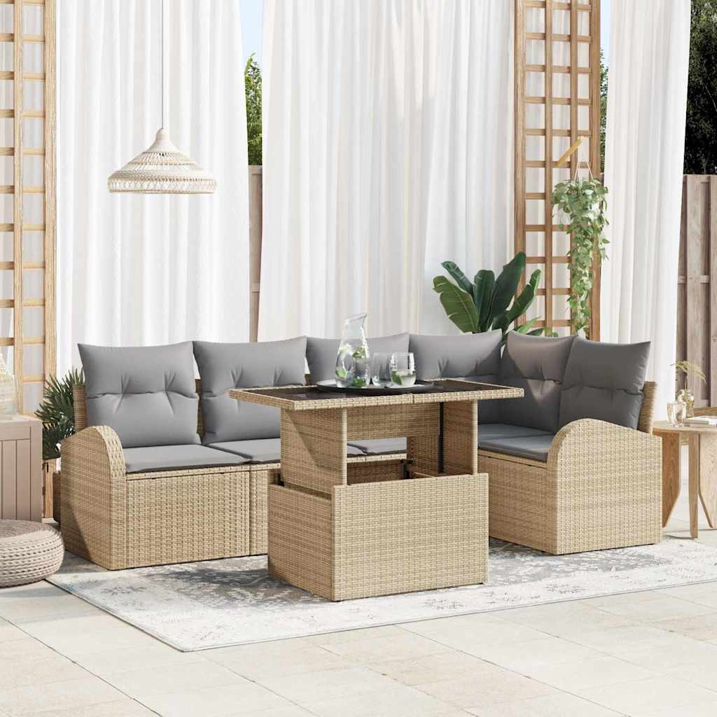 Tuin Sofa Set Met Kussen 6 Pcs 100 X 55 X 73 Cm Poly Riet