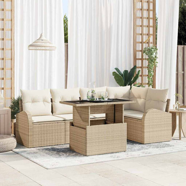 Tuin Sofa Set Met Kussen 6 Pcs 100 X 55 X 73 Cm Poly Riet