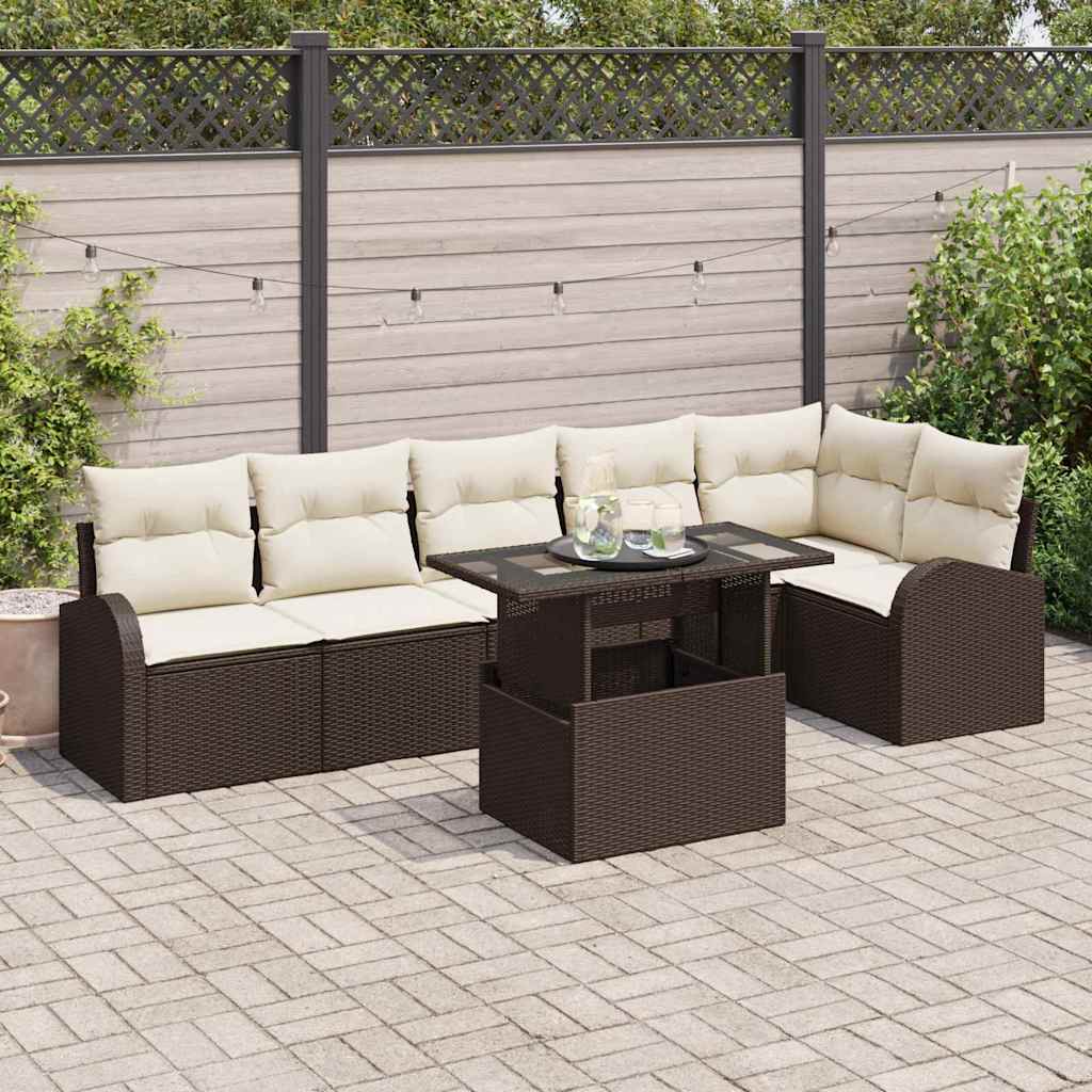 Tuin Sofa Set Met Kussen 7 Pcs 100 X 55 X 73 Cm Poly Riet