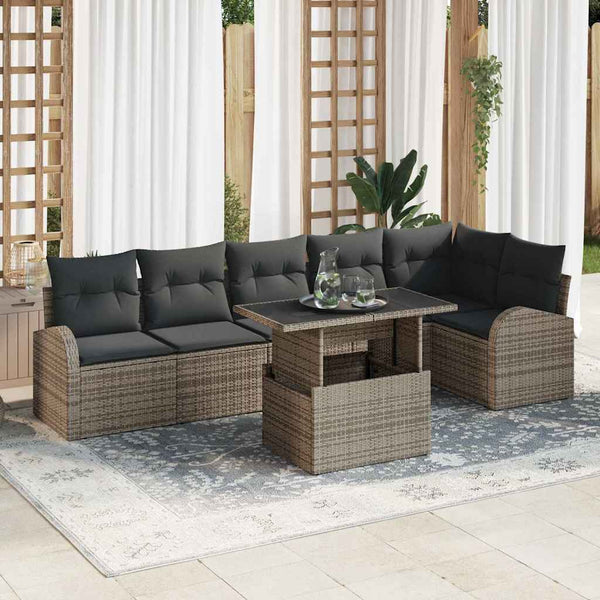 Tuin Sofa Set Met Kussen 7 Pcs 100 X 55 X 73 Cm Poly Riet