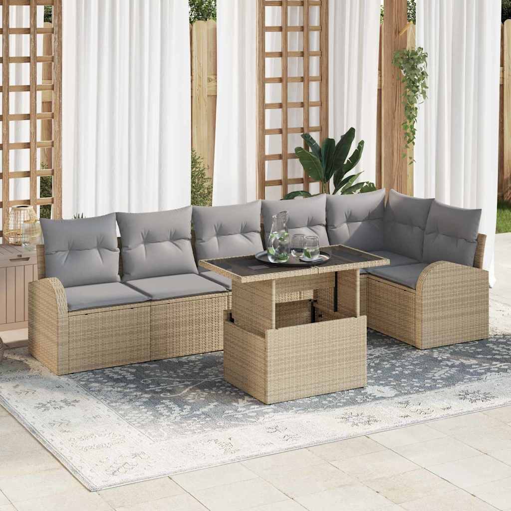 Tuin Sofa Set Met Kussen 7 Pcs 100 X 55 X 73 Cm Poly Riet