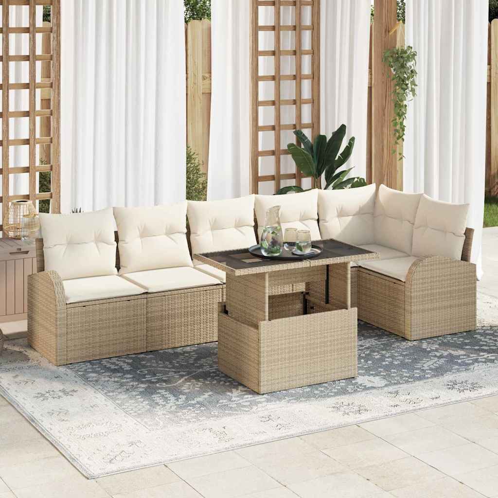 Tuin Sofa Set Met Kussen 7 Pcs 100 X 55 X 73 Cm Poly Riet