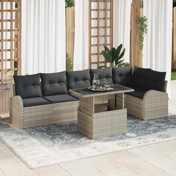 Tuin Sofa Set Met Kussen 7 Pcs 100 X 55 X 73 Cm Poly Riet