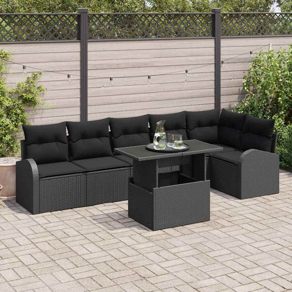 Tuin Sofa Set Met Kussen 7 Pcs 100 X 55 X 73 Cm Poly Riet