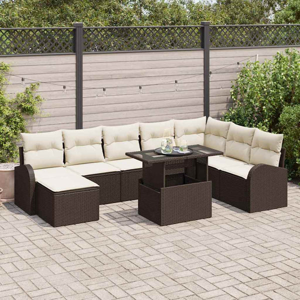 Tuin Sofa Set Met Opslag 9 Pcs Poly Riet