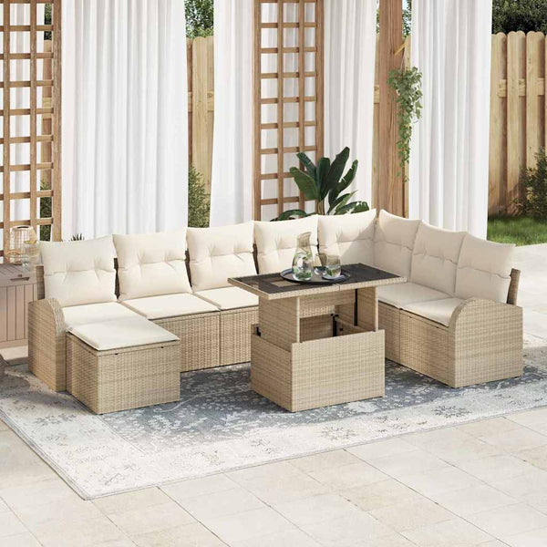Tuin Sofa Set Met Opslag 9 Pcs Poly Riet