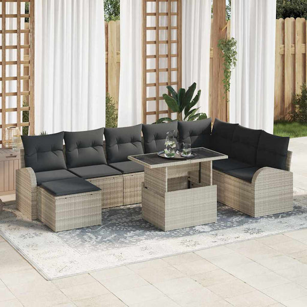 Tuin Sofa Set Met Opslag 9 Pcs Poly Riet