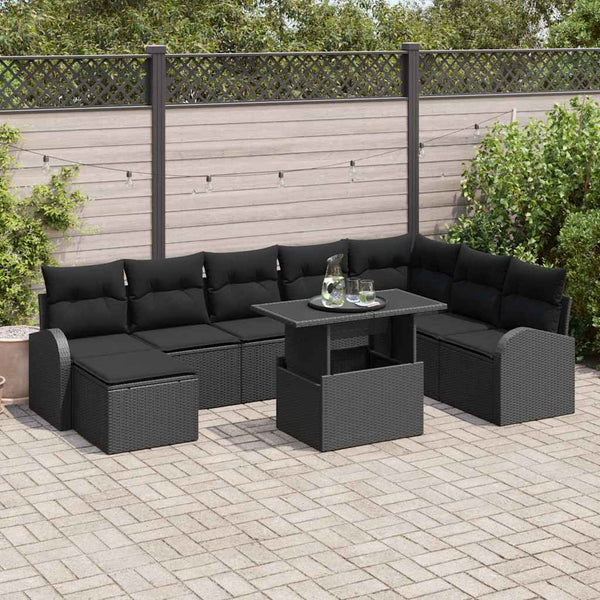 Tuin Sofa Set Met Opslag 9 Pcs Poly Riet