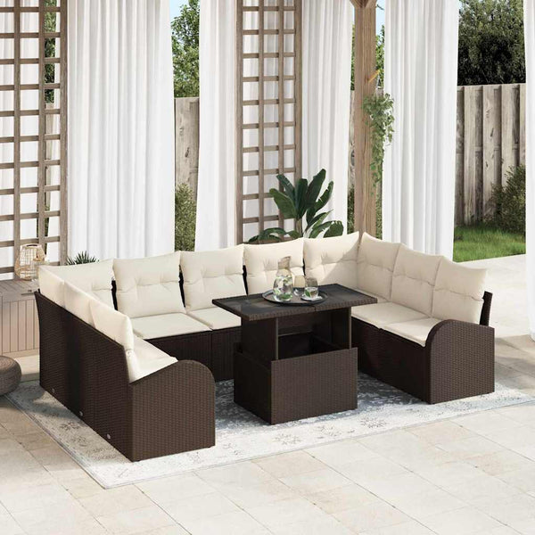 Tuin Sofa Set Met Opslag 10 Pcs Poly Riet