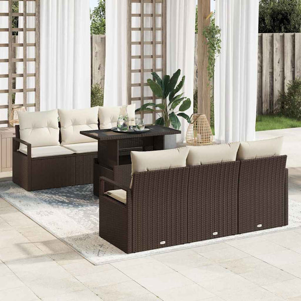 Tuin Sofa Set Met Opslag 7 Pcs Poly Riet