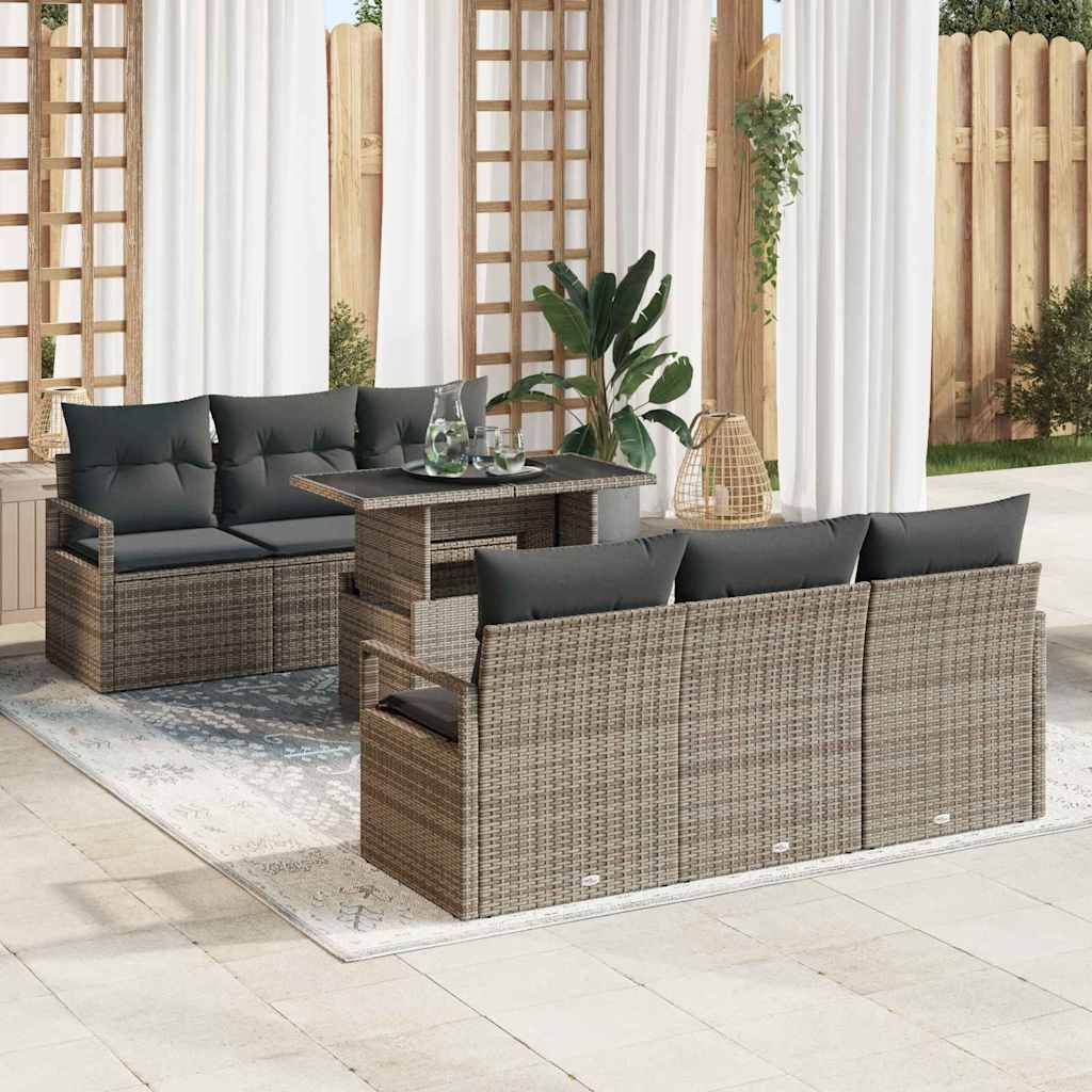 Tuin Sofa Set Met Opslag 7 Pcs Poly Riet