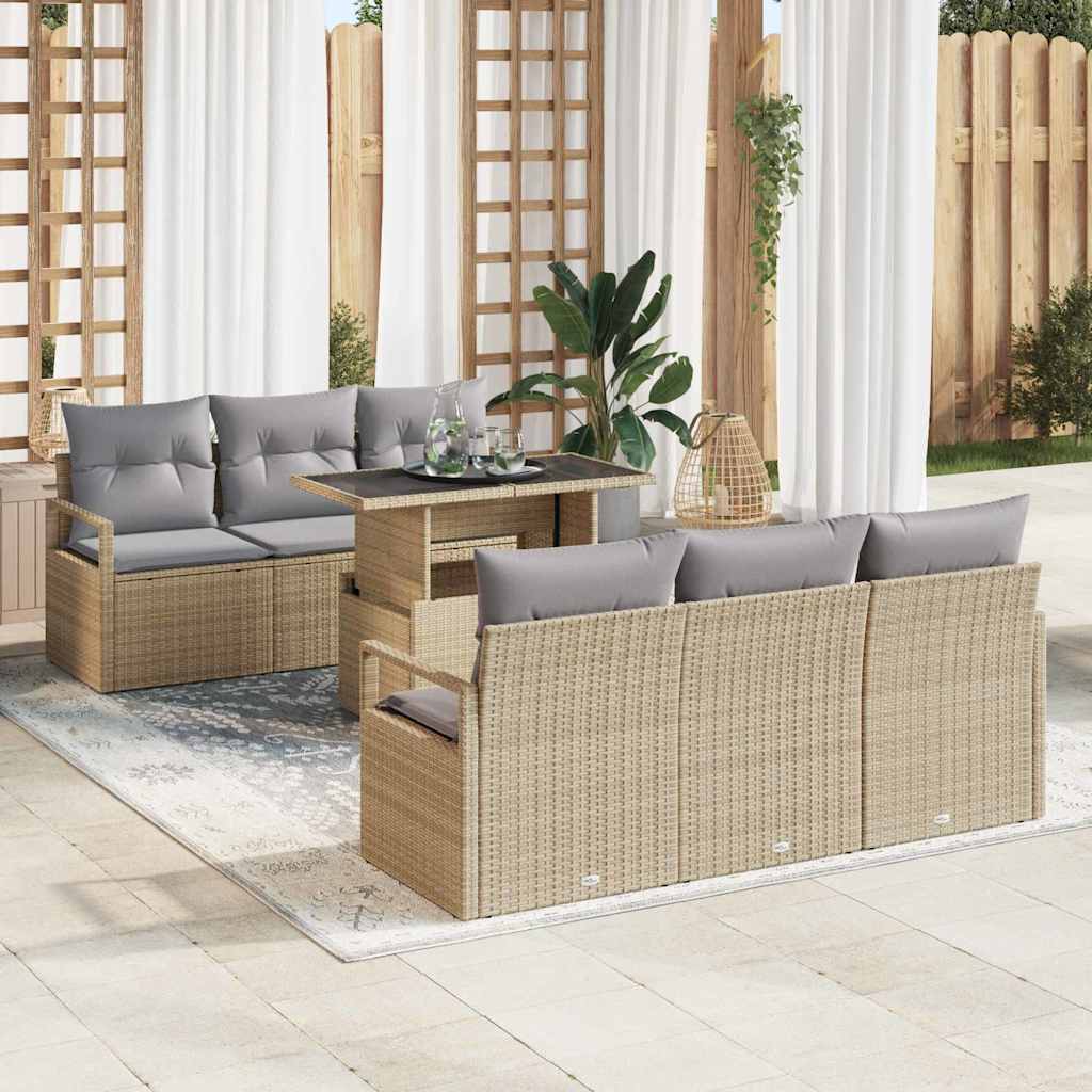 Tuin Sofa Set Met Opslag 7 Pcs Poly Riet