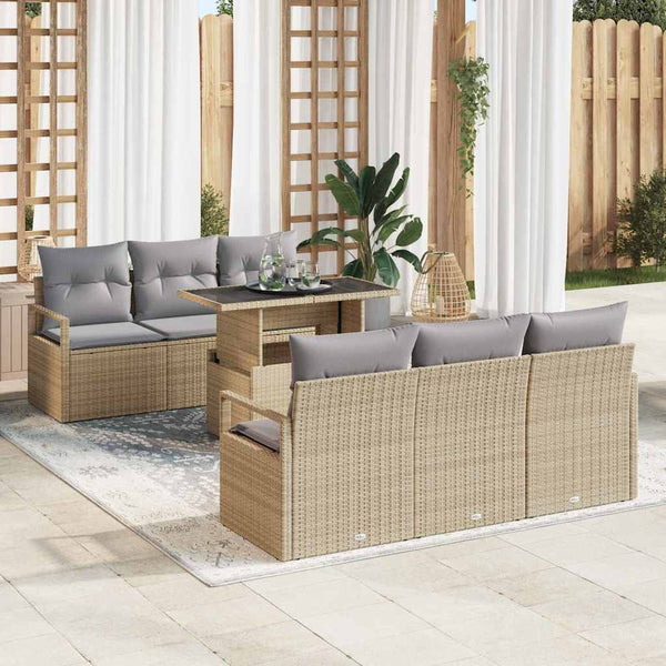 Tuin Sofa Set Met Opslag 7 Pcs Poly Riet