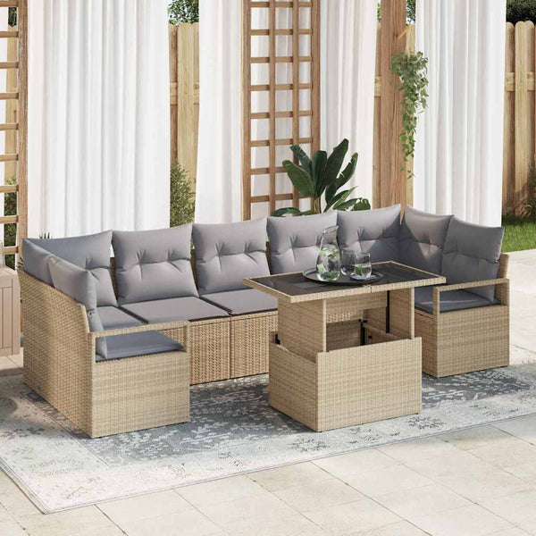 Tuin Sofa Set Met Opslag 8 Pcs Poly Riet