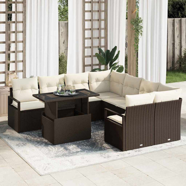 Tuin Sofa Set Met Opslag 9 Pcs Poly Riet