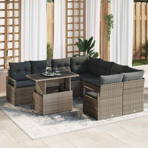 Tuin Sofa Set Met Opslag 9 Pcs Poly Riet