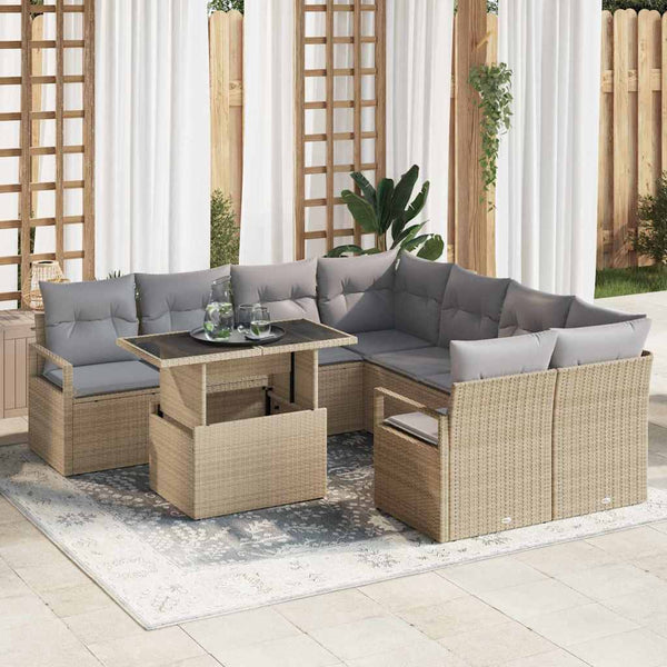 Tuin Sofa Set Met Opslag 9 Pcs Poly Riet