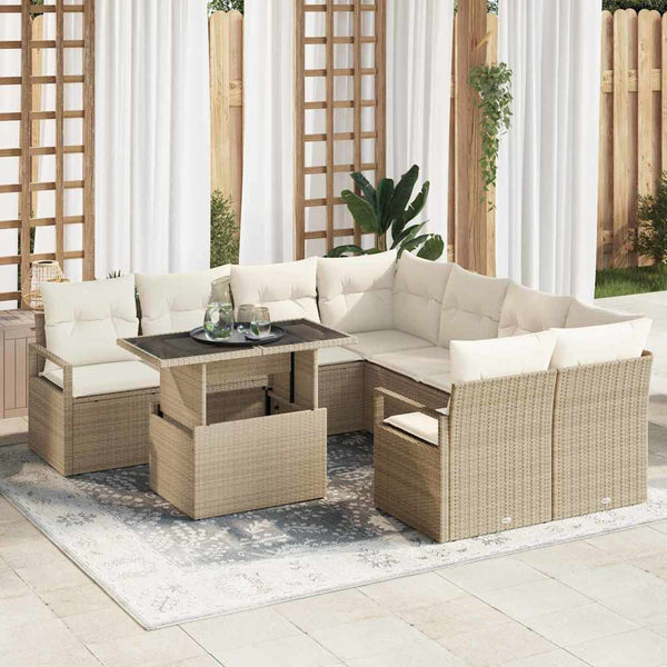 Tuin Sofa Set Met Opslag 9 Pcs Poly Riet