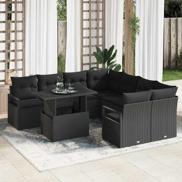 Tuin Sofa Set Met Opslag 9 Pcs Poly Riet