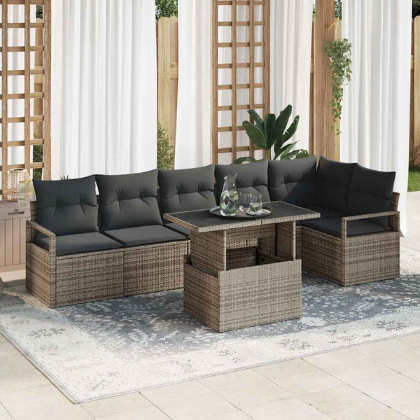 Tuin Sofa Set Met Opslag 7 Pcs Poly Riet