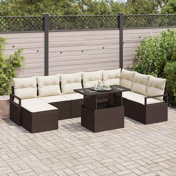 Tuin Sofa Set Met Opslag 9 Pcs Poly Riet