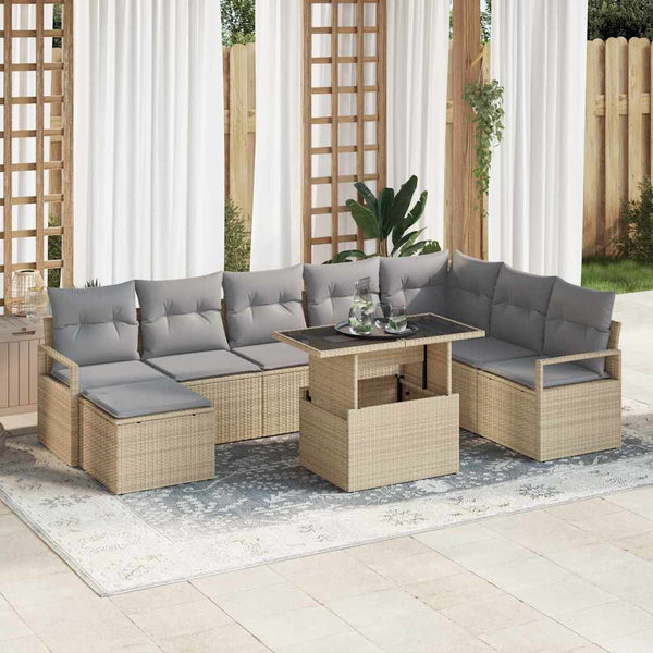 Tuin Sofa Set Met Opslag 9 Pcs Poly Riet