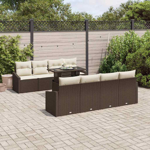 Tuin Sofa Set Met Opslag 9 Pcs Poly Riet