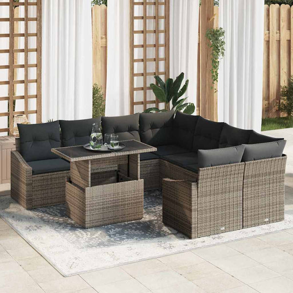 Tuin Sofa Set Met Opslag 9 Pcs Poly Riet