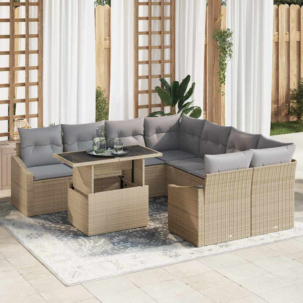 Tuin Sofa Set Met Opslag 9 Pcs Poly Riet