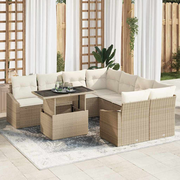 Tuin Sofa Set Met Opslag 9 Pcs Poly Riet