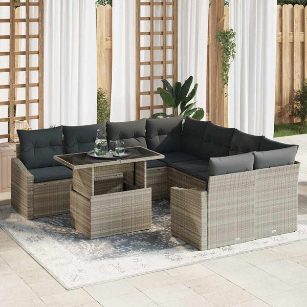 Tuin Sofa Set Met Opslag 9 Pcs Poly Riet