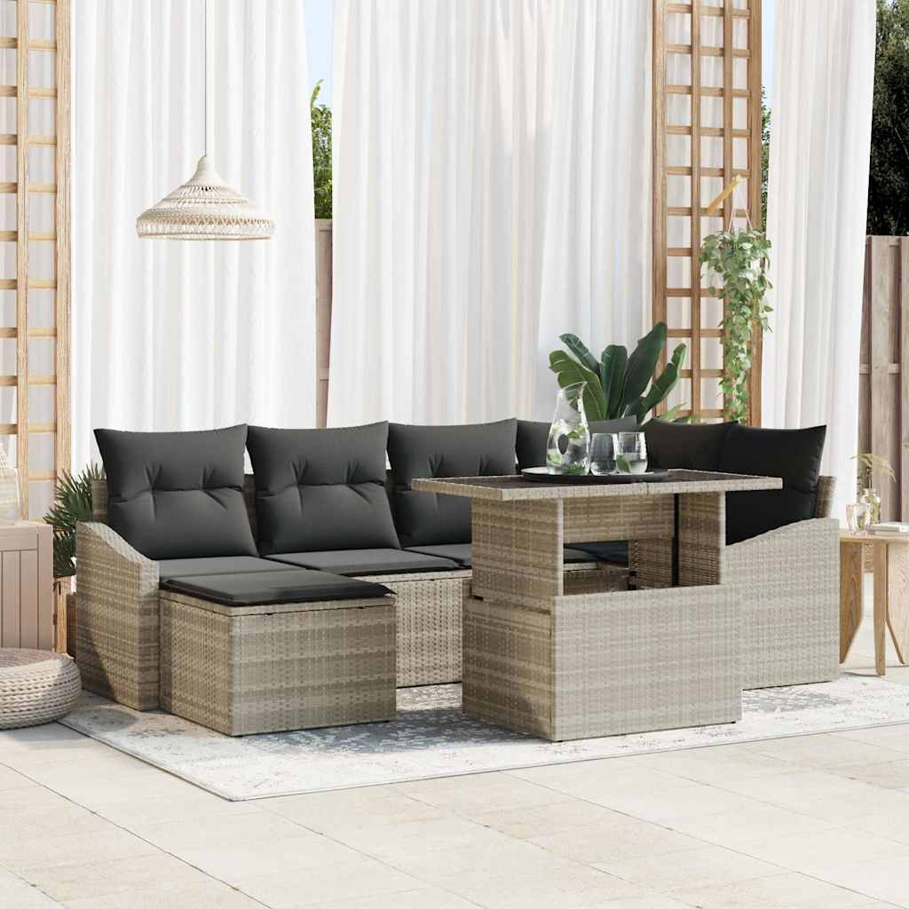 Tuin Sofa Set Met Kussen 7 Pcs Licht Grijs En Donker Grijs