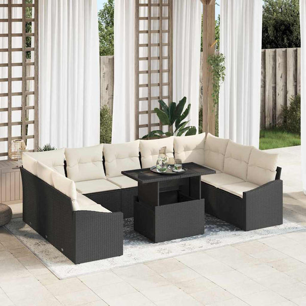 Tuin Sofa Set Met Kussen 10 Pcs En Crème 100 X 55 X 73 Cm