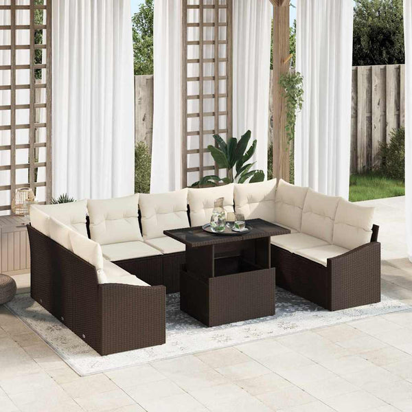 Tuin Sofa Set Met Kussen 10 Pcs En Crème 100 X 55 X 73 Cm