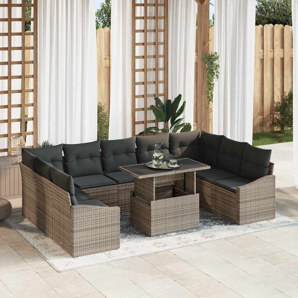 Tuin Sofa Set Met Kussen 10 Pcs En Crème 100 X 55 X 73 Cm