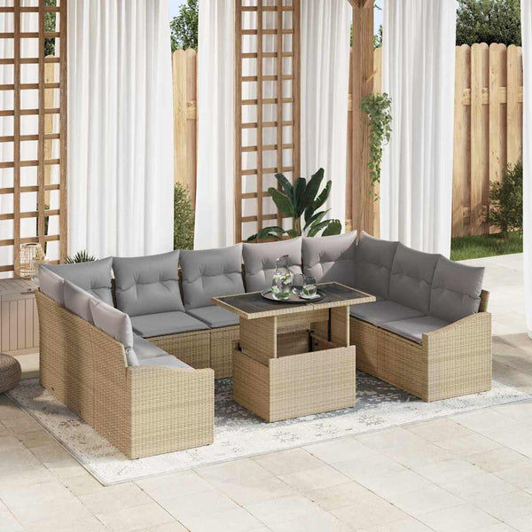 Tuin Sofa Set Met Kussen 10 Pcs En Crème 100 X 55 X 73 Cm