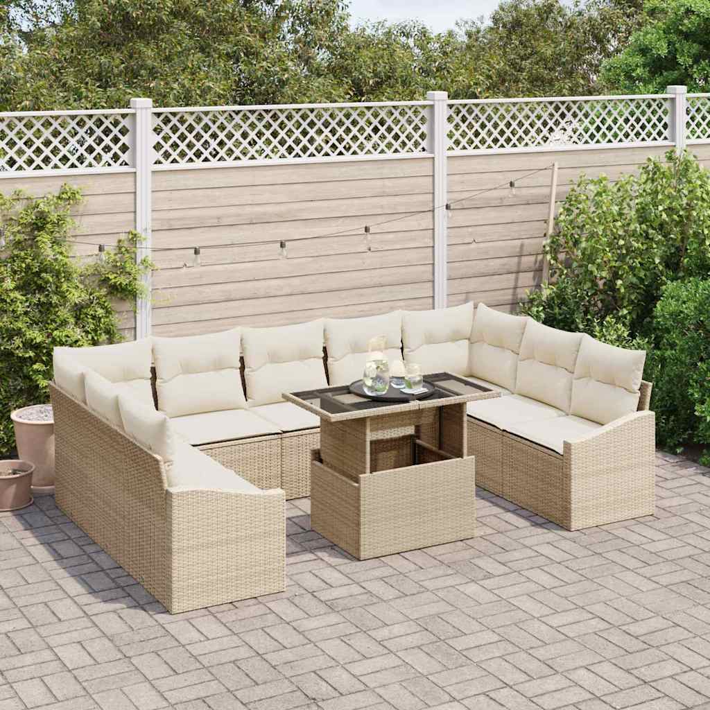 Tuin Sofa Set Met Kussen 10 Pcs En Crème 100 X 55 X 73 Cm