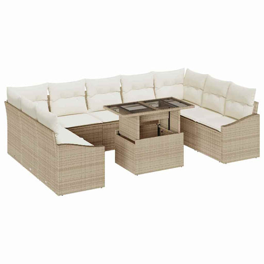 Tuin Sofa Set Met Kussen 10 Pcs En Crème 100 X 55 X 73 Cm