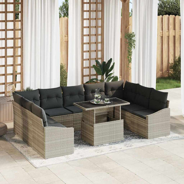 Tuin Sofa Set Met Kussen 10 Pcs En Crème 100 X 55 X 73 Cm